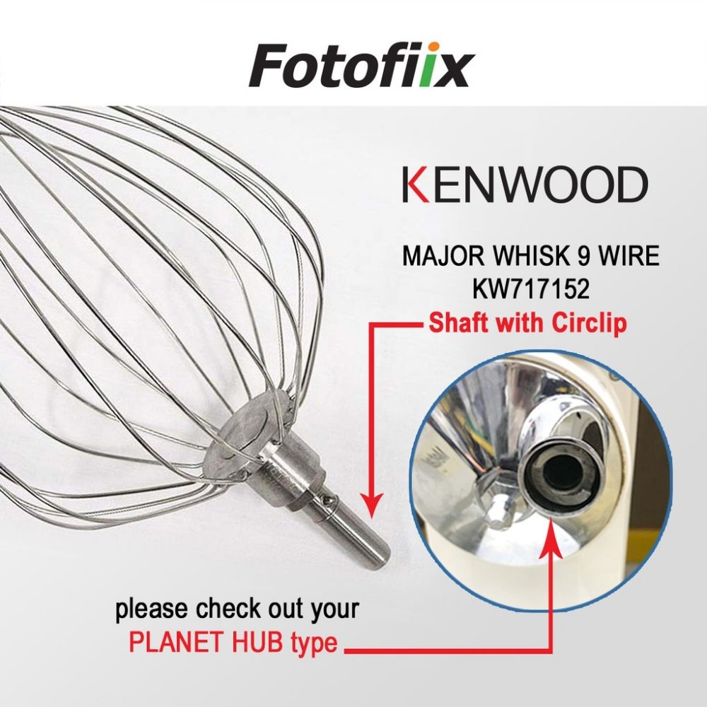 KENWOOD MIXER MAJOR / XL WHISK 9 WIRE SHAFT WITH CIRCLIP KW717152 for